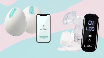 Willow wireless breast pumps and smartphone app interface, showcasing convenient breastfeeding tools.