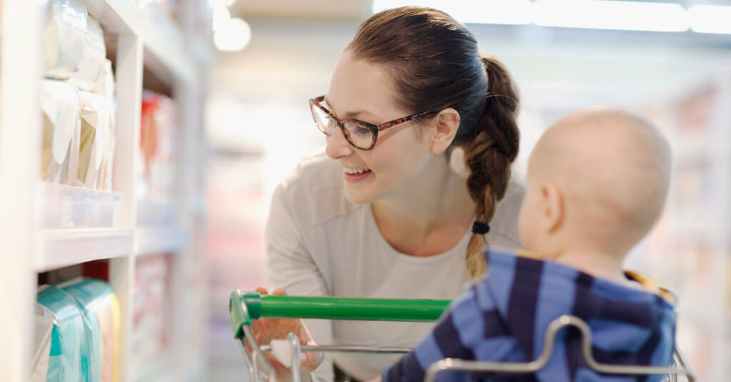 parent shopping with baby