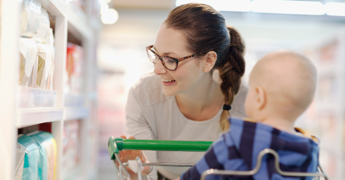 parent shopping with baby